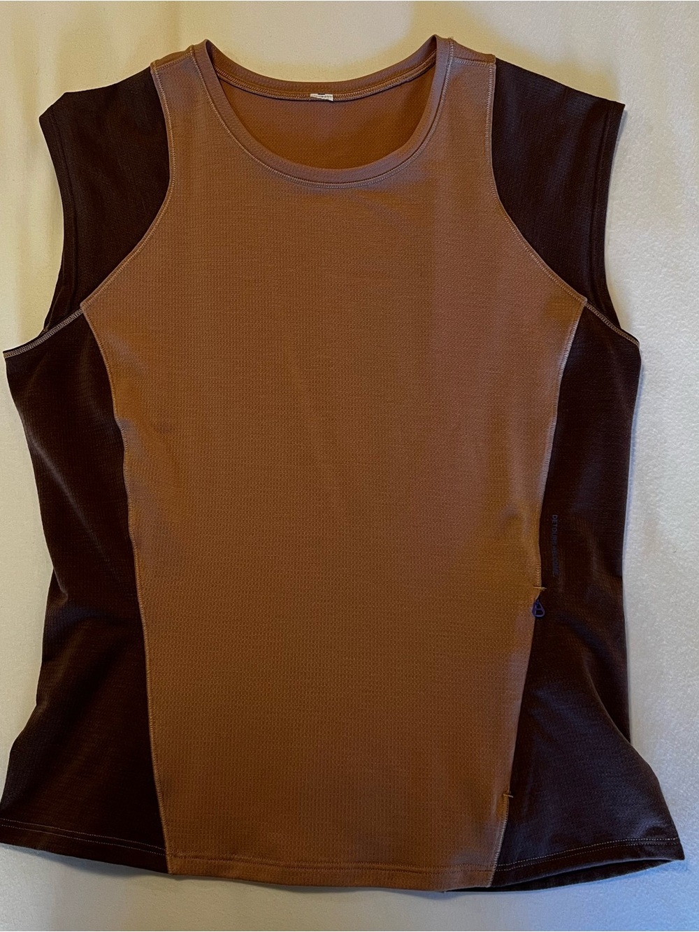 lululemon athletica dark rose and light pink cap sleeve hiking tank